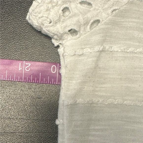 Cato Off White V-Neck Eyelet Trim Short Sleeve Tunic Top Size M - Picture 7 of 8